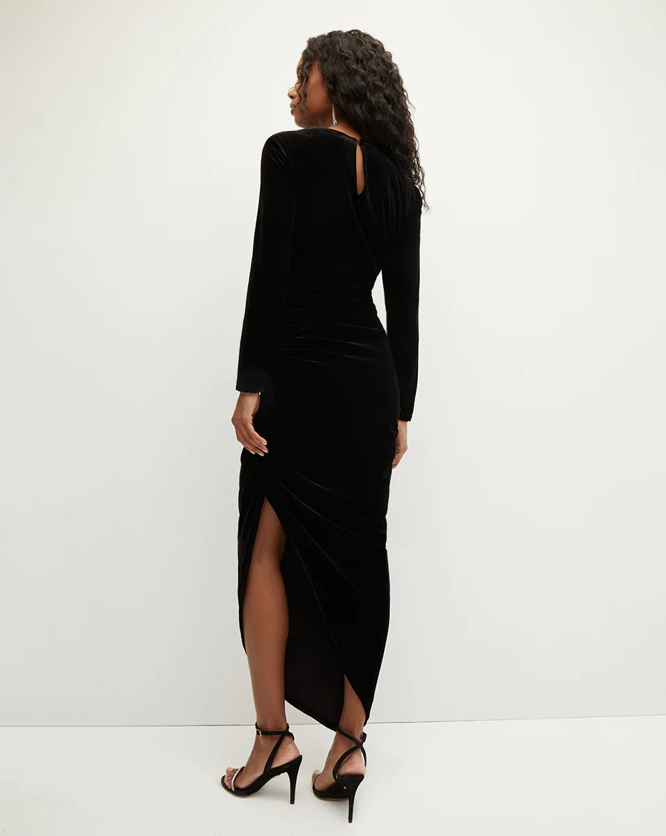 Tristana Stretch-Velvet Dress in Black