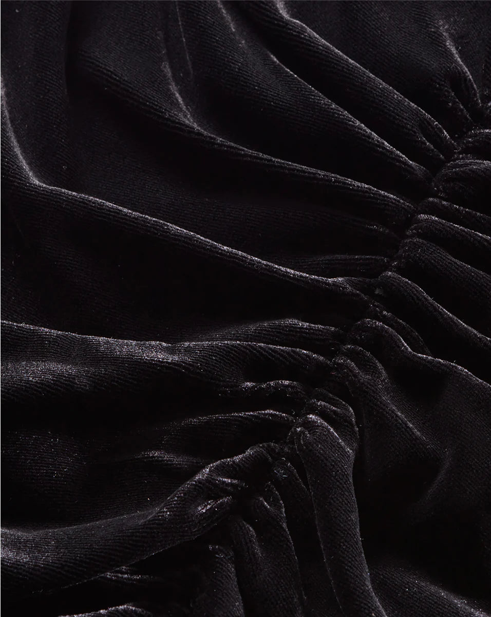 Pelona Stretch-Velvet Top in Black