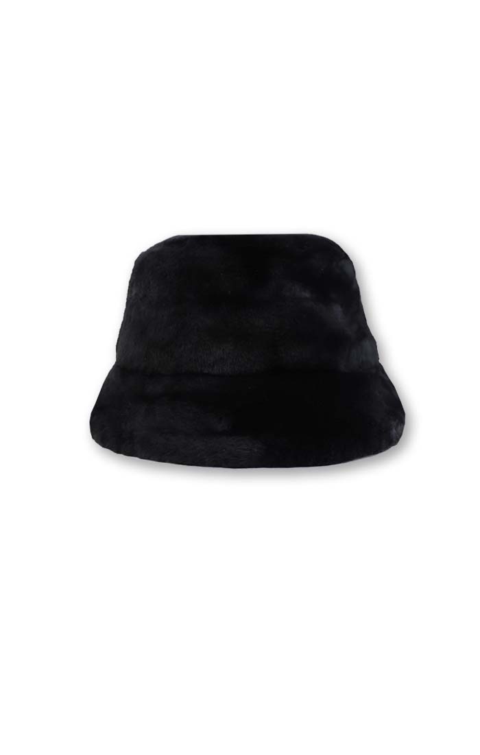Shearling Bucket Hat in Jet Black