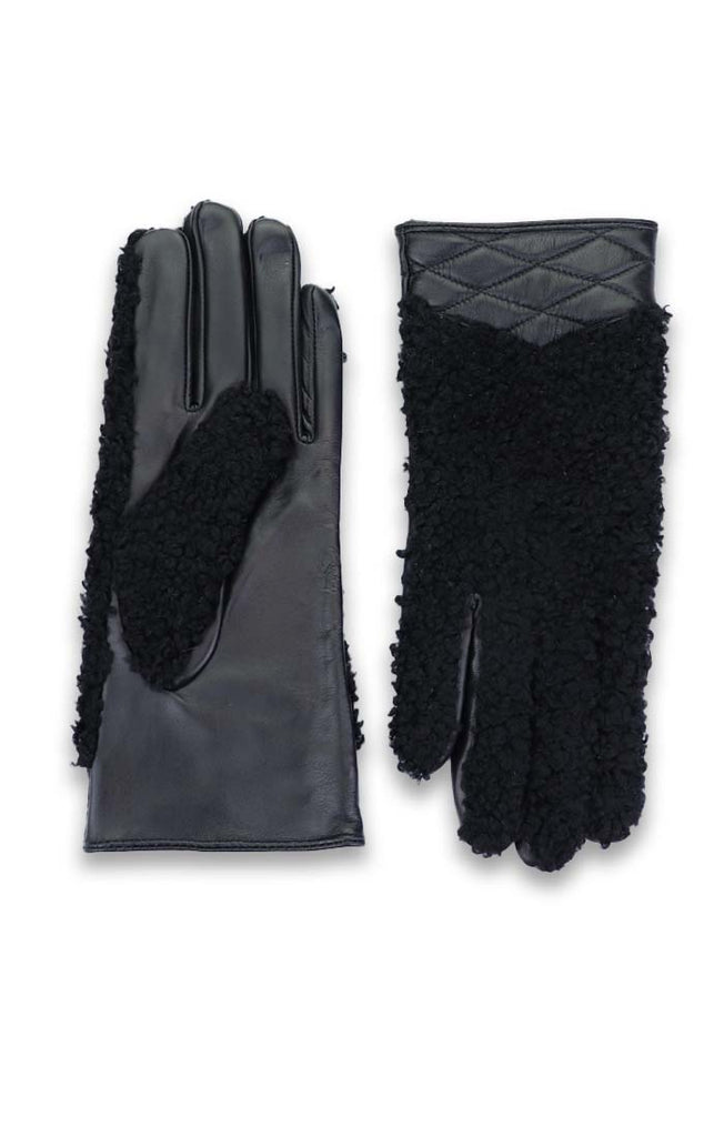 Shearling Gloves in Jet Black