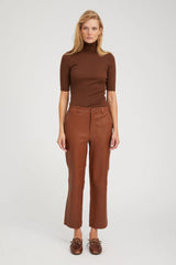 Acorn Leather Cropped Trousers - xs