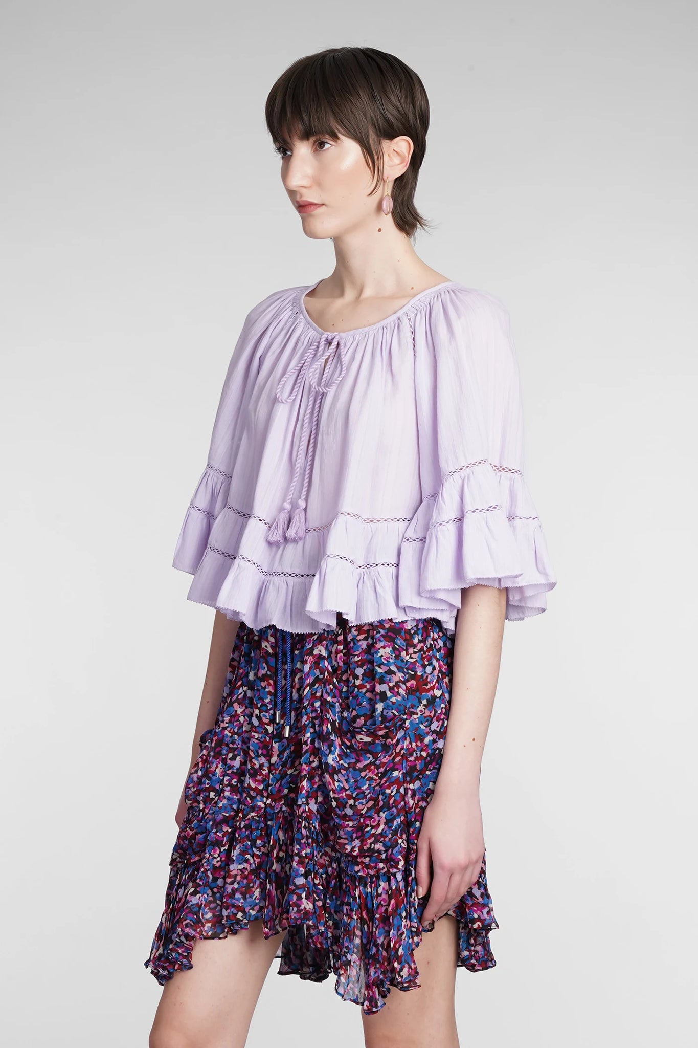 Liam Cotton and Linen Top in Lilac