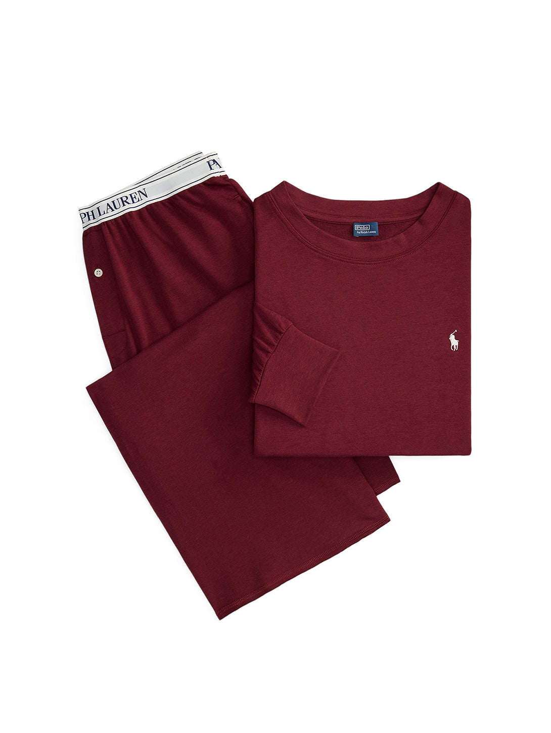 Club Terry Crew Wide Leg Pant Set in Zinfandel