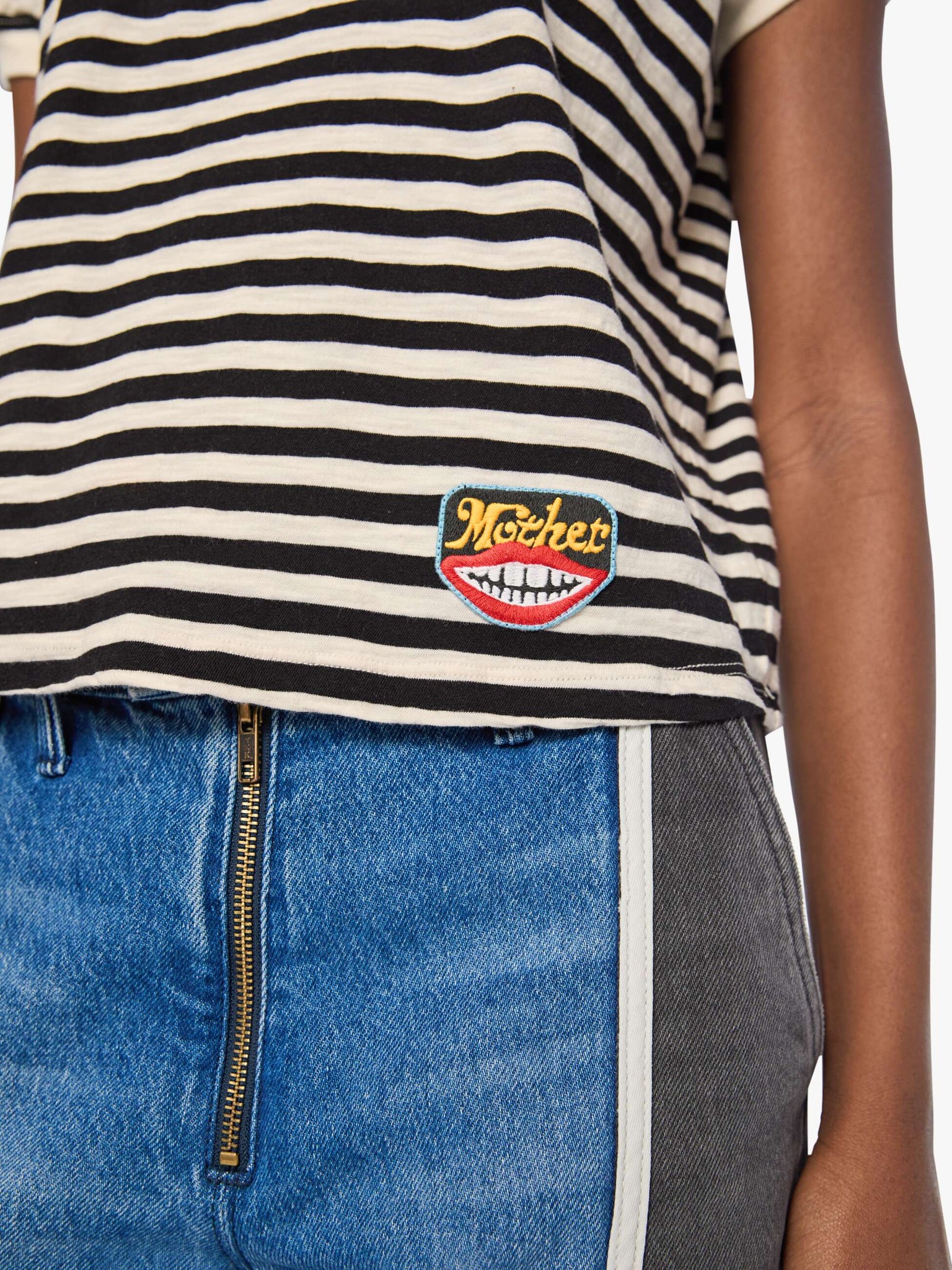 The Boxy Goodie Goodie in Black and Cream Stripe