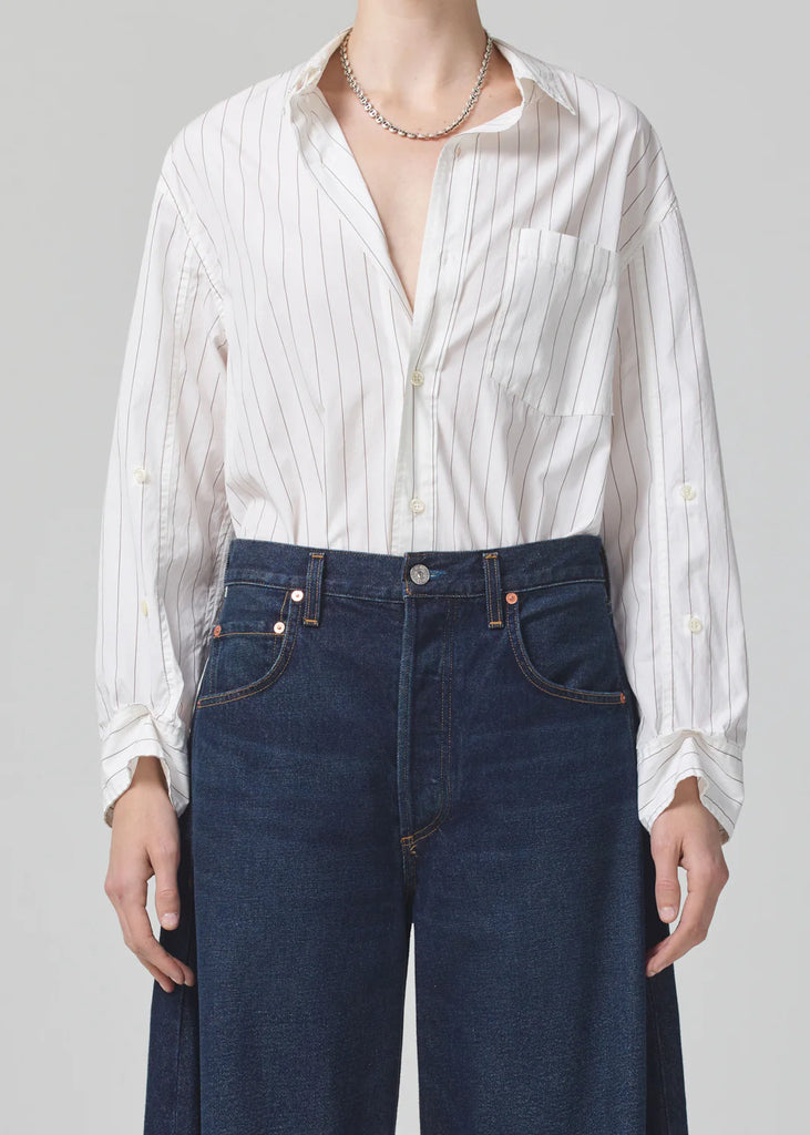 Kayla Shirt in Bitter Chocolate Stripe
