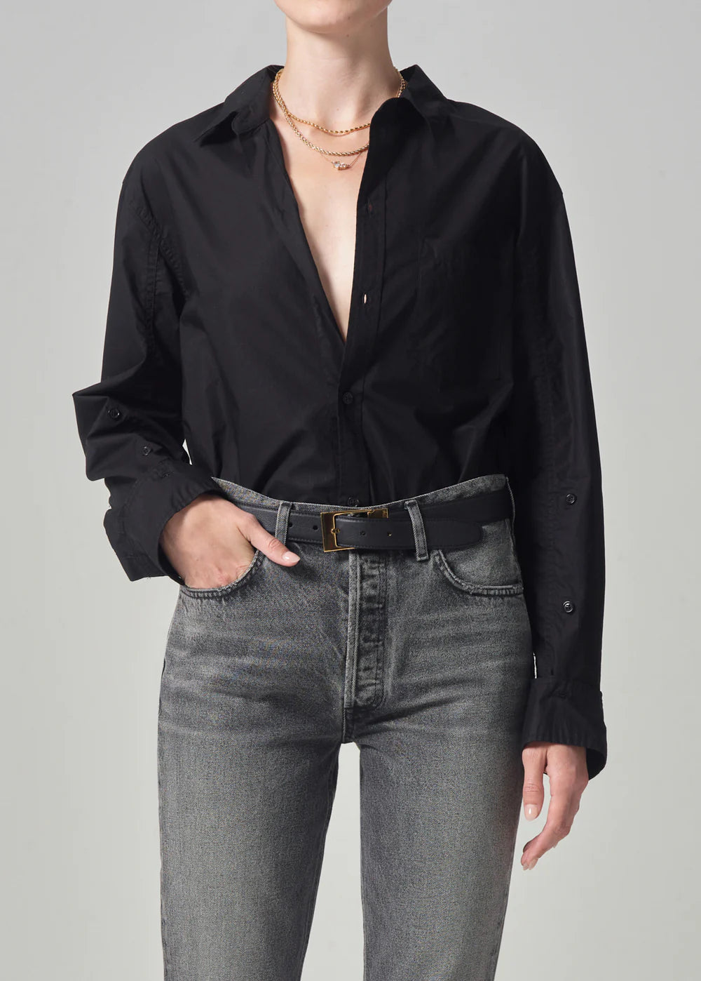 Kayla Shrunken Shirt in Black
