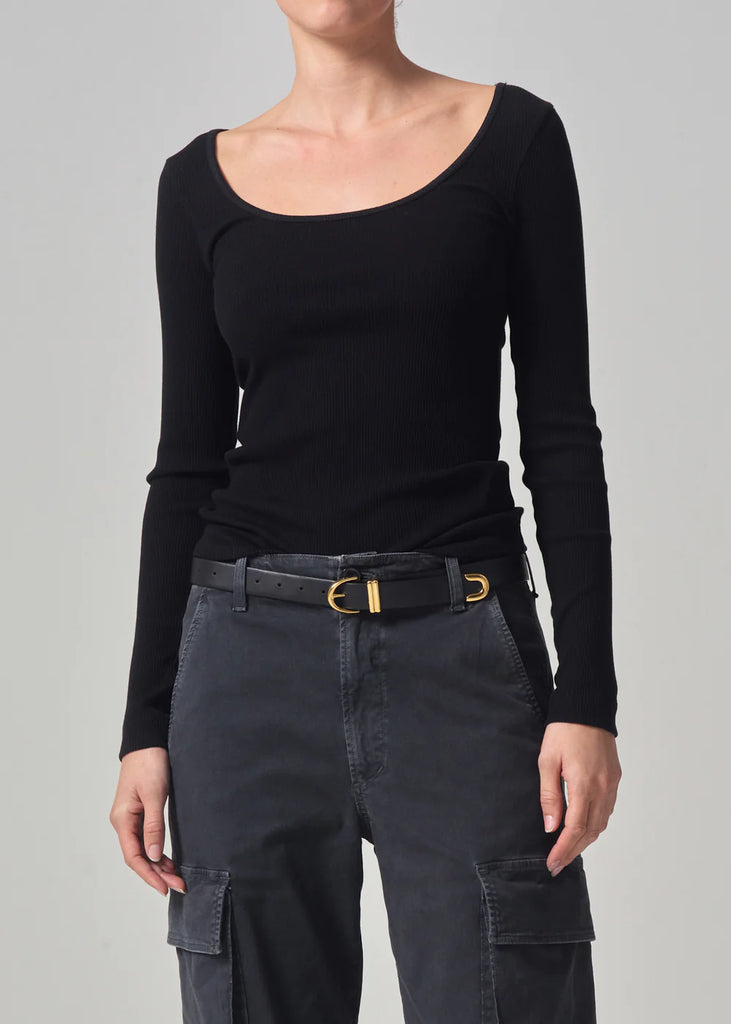 Margie Ballet Neck Long Sleeve in Black