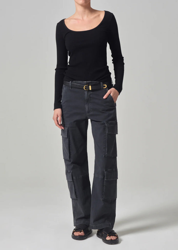 Margie Ballet Neck Long Sleeve in Black