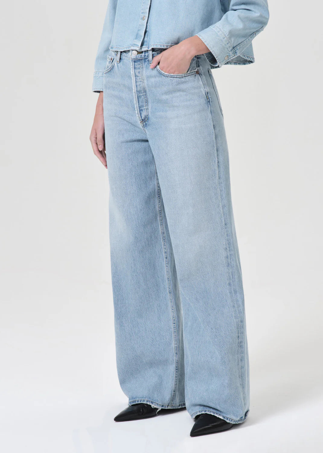Ganni high rise wide leg jeans new arrivals