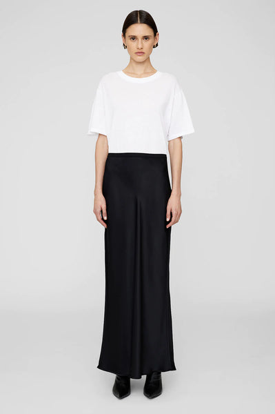 Black silk maxi skirt shop