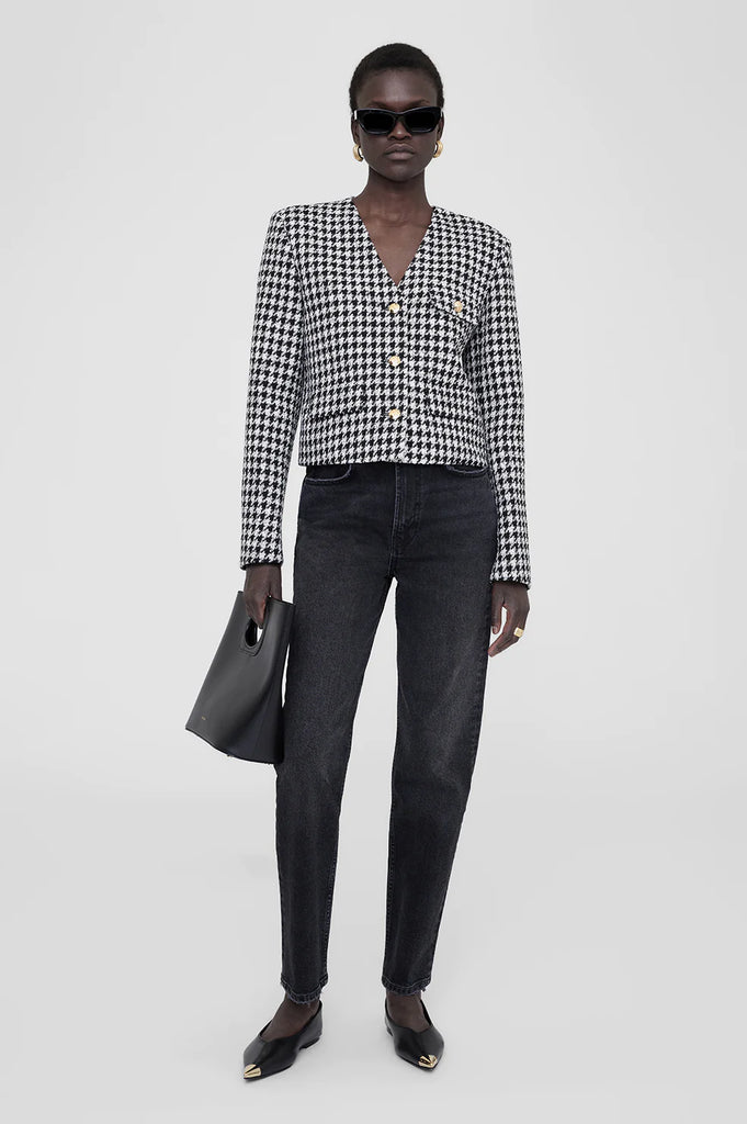Cara Jacket in Cream and Black Houndstooth