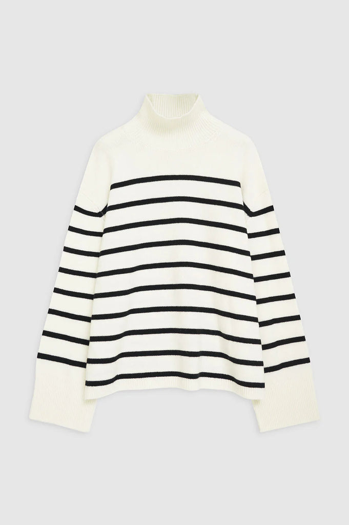 Courtney Sweater in Ivory and Black Stripe