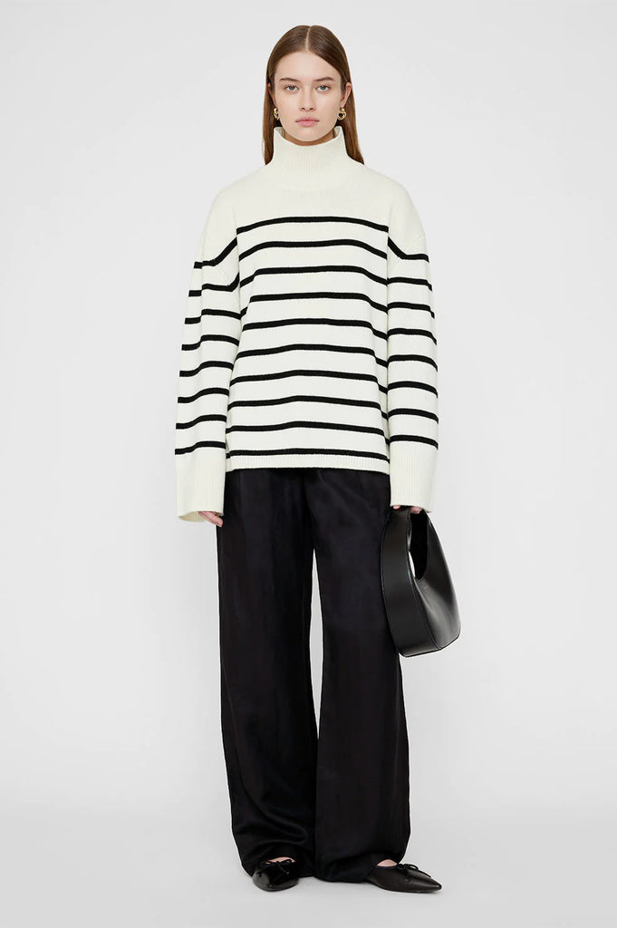 Courtney Sweater in Ivory and Black Stripe
