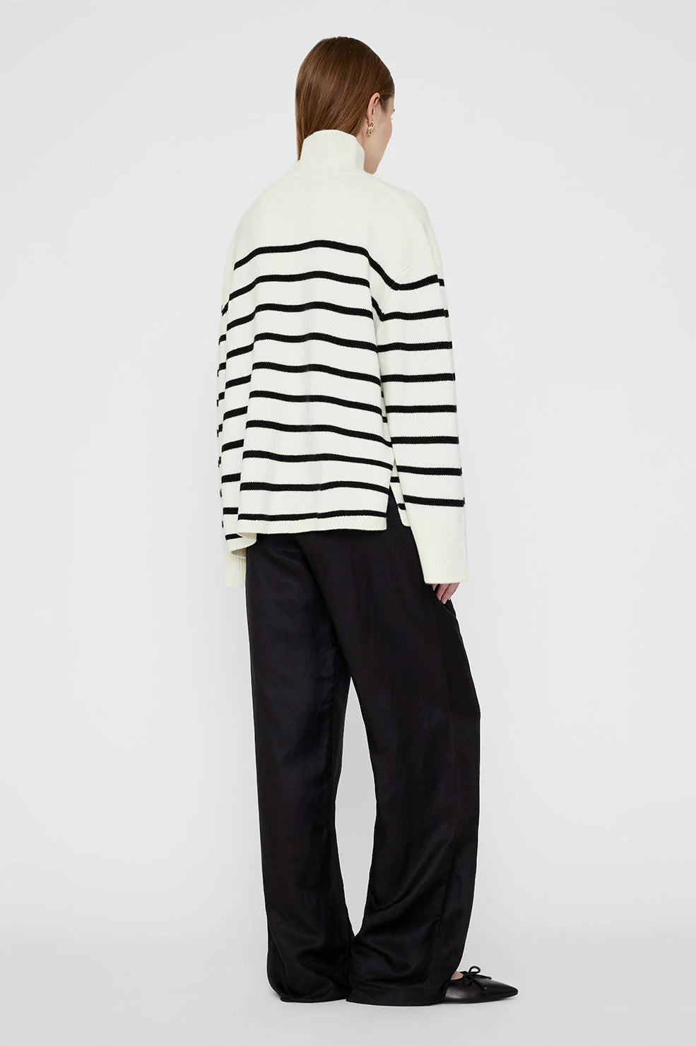 Courtney Sweater in Ivory and Black Stripe