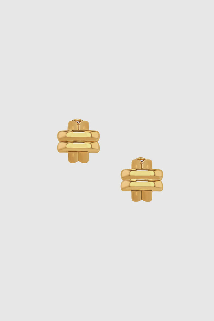 Double Cross Earrings in Gold