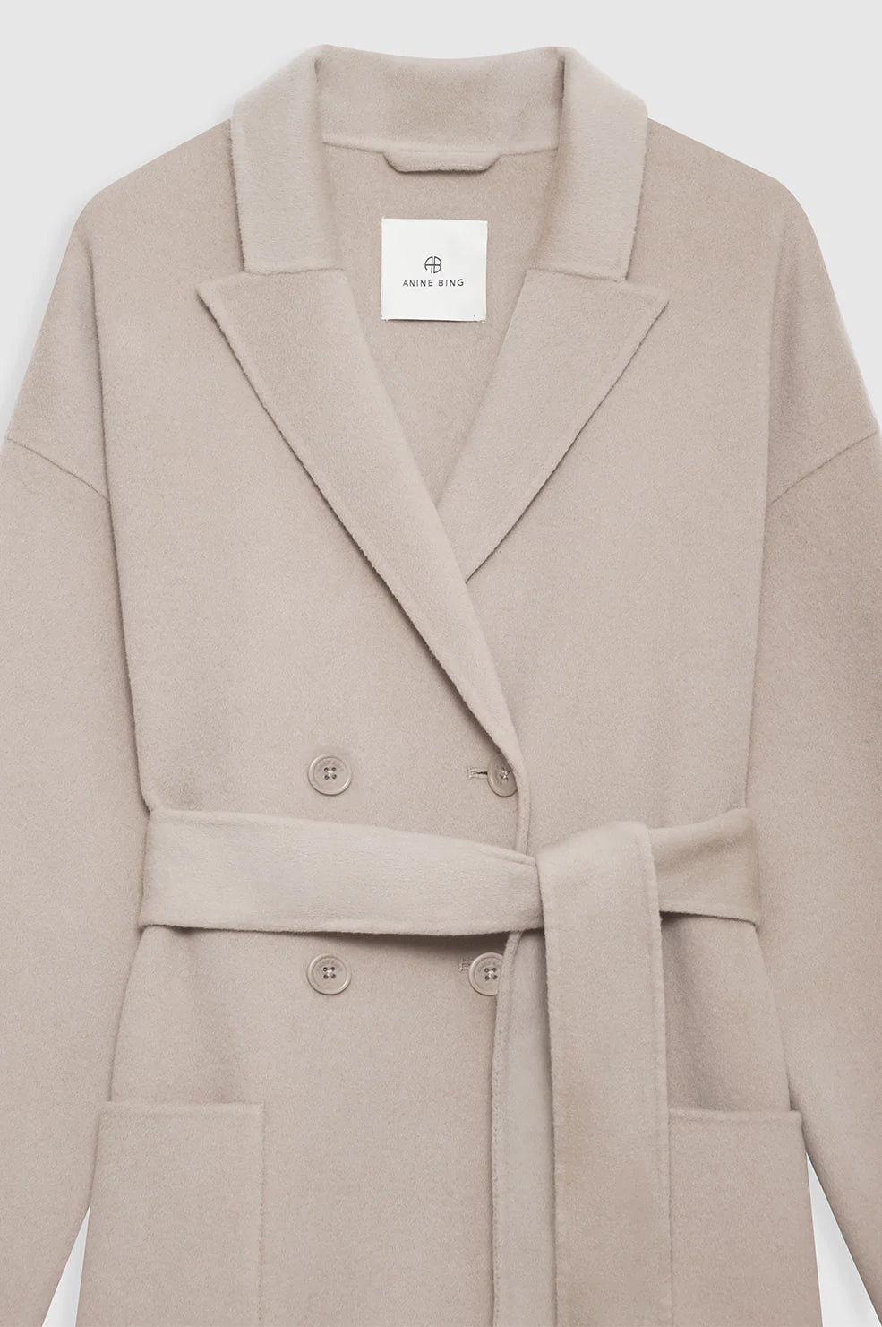 Dylan Maxi Coat in Taupe Cashmere Blend