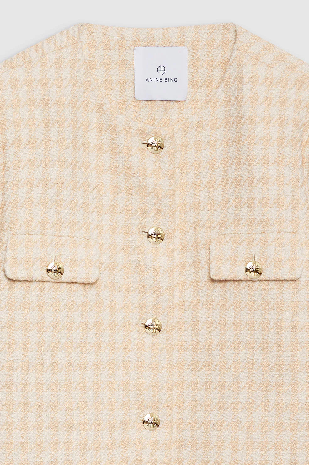 Janet Jacket in Cream and Peach Houndstooth