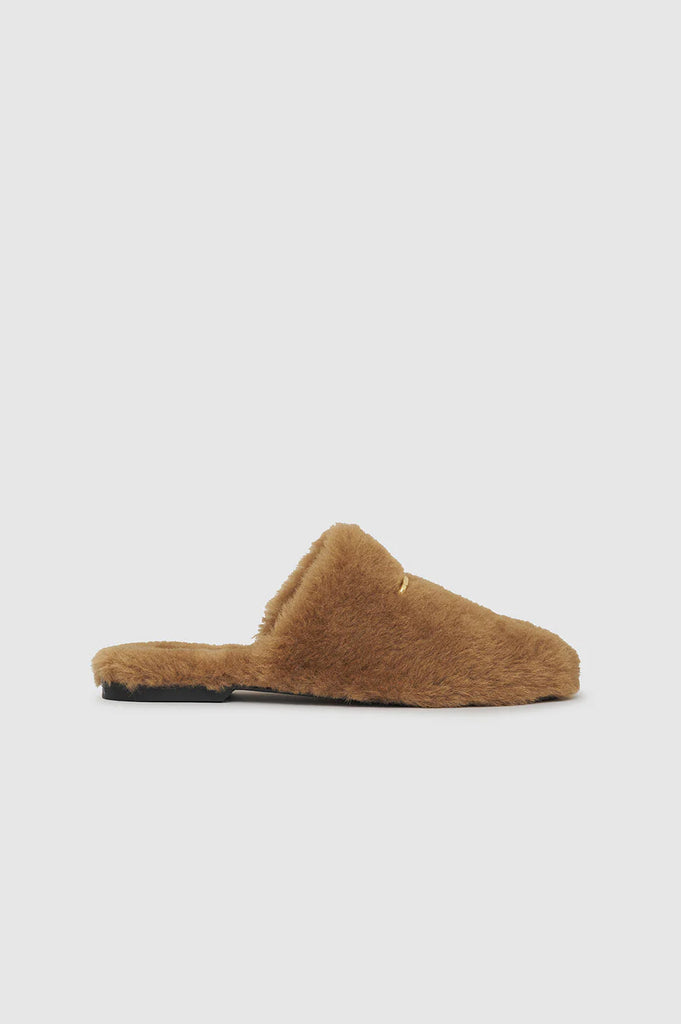 Shearling Mules in Camel