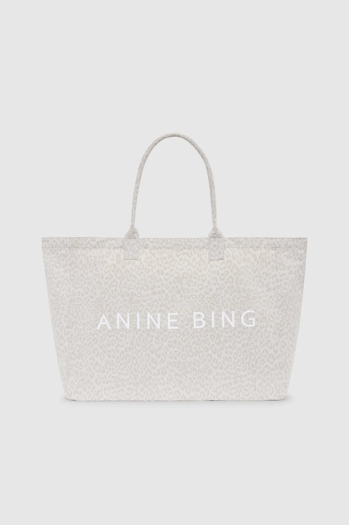 Leo Canvas Tote in Washed White Leopard