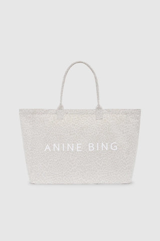 Leo Canvas Tote in Washed White Leopard