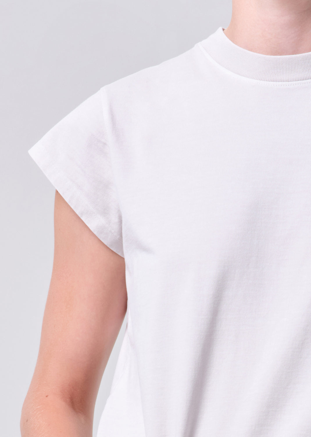 Long Line Bryce Cap Sleeve Tee in Bone