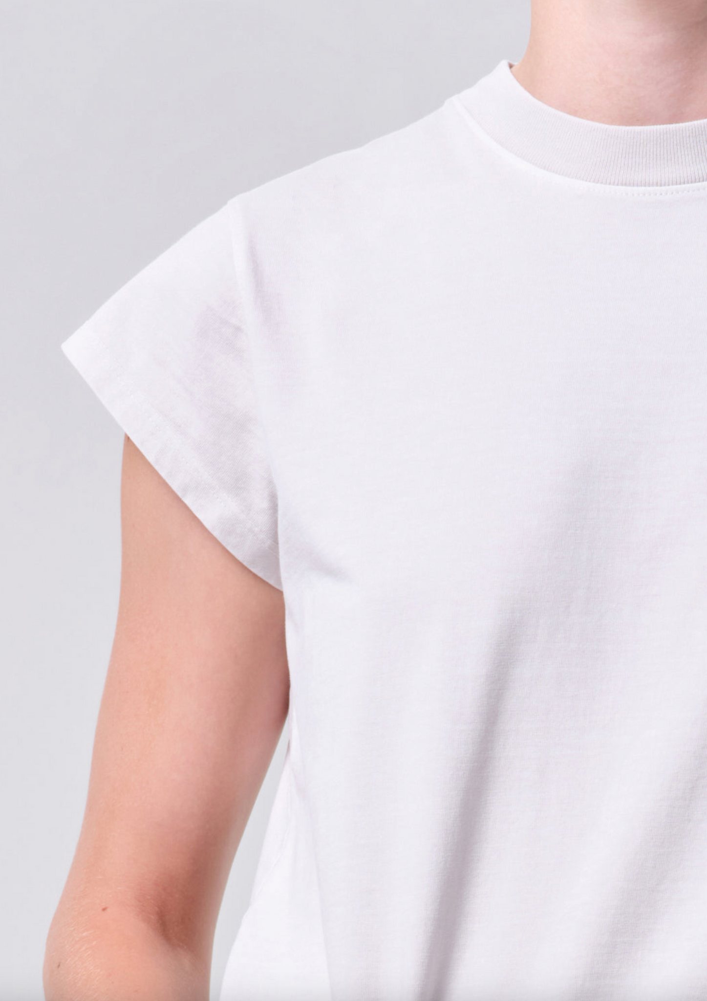 Long Line Bryce Cap Sleeve Tee in Bone