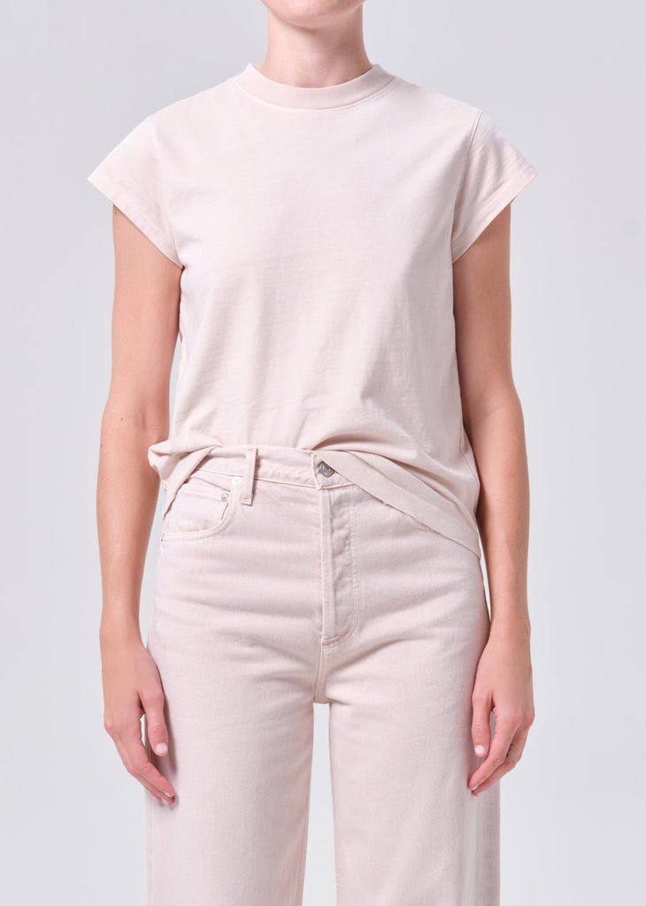 Long Line Bryce Cap Sleeve Tee in Foundation