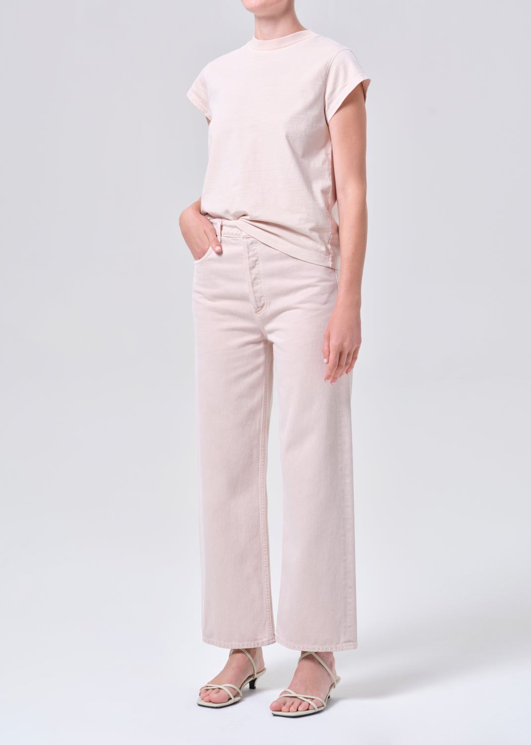 Long Line Bryce Cap Sleeve Tee in Foundation