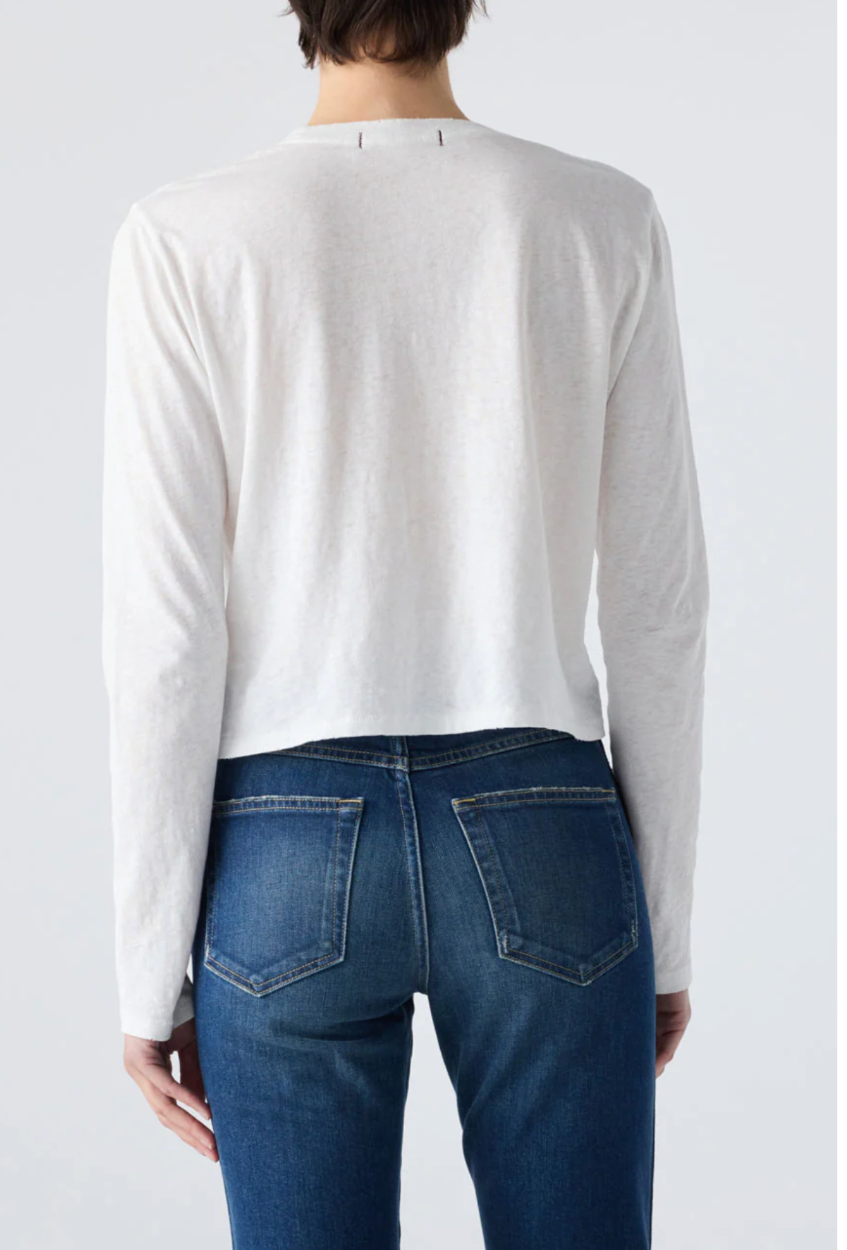 Linen L/S Babe Tee in White