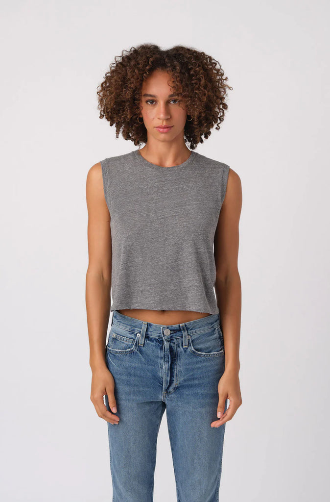 Sleeveless Babe Tee in Heather Grey