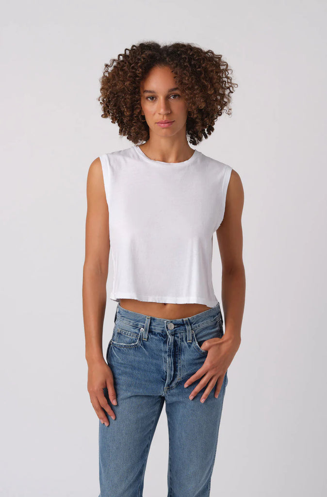 Sleeveless Babe Tee in White