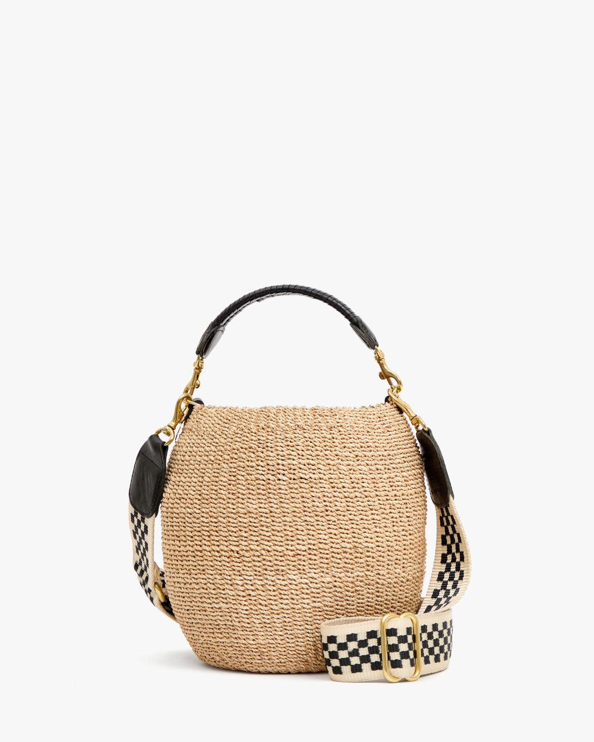 Adjustable Crossbody Strap in Black & Cream Checker