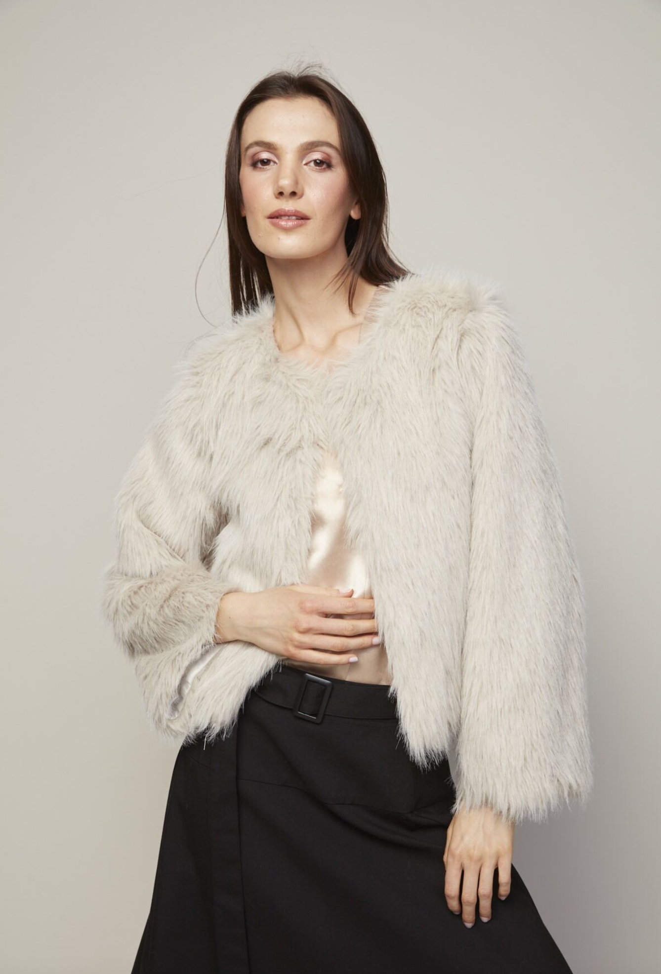 Blaine Faux Fur Jacket in Birch