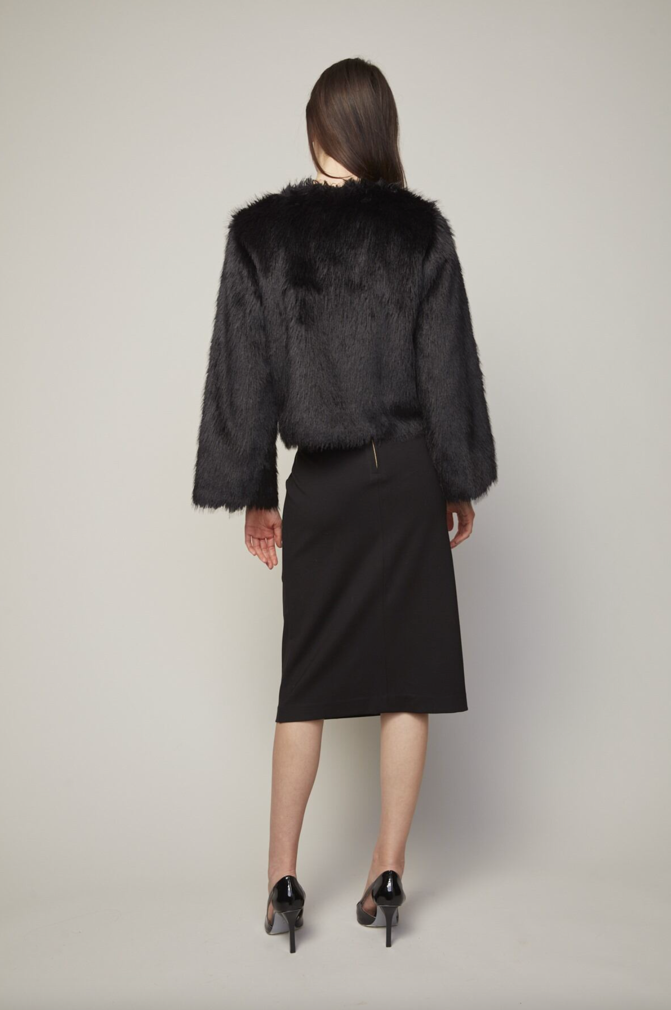 Blaine Faux Fur Jacket in Black