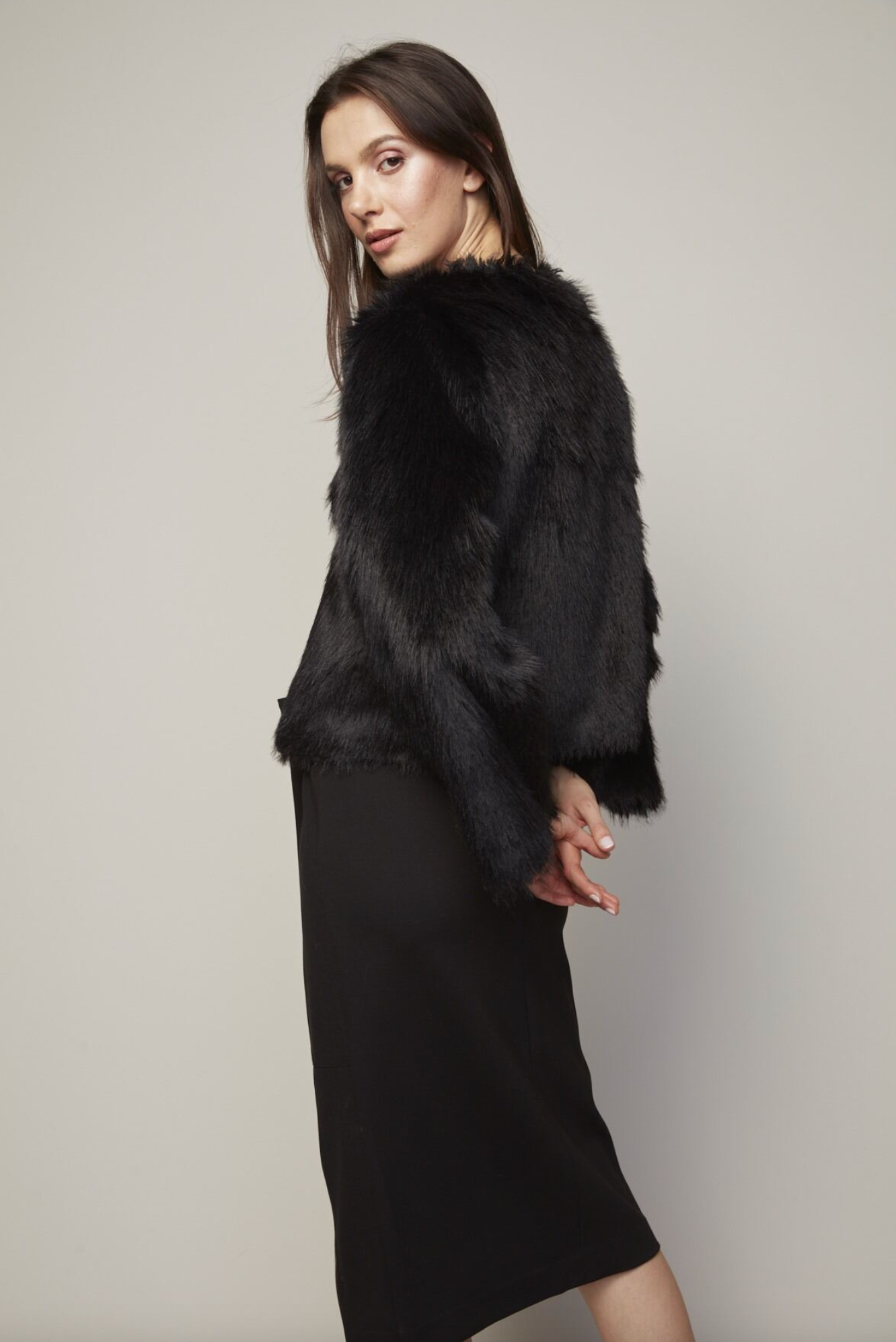 Blaine Faux Fur Jacket in Black