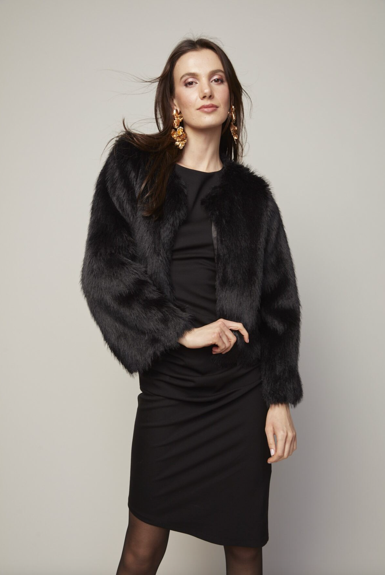 Blaine Faux Fur Jacket in Black