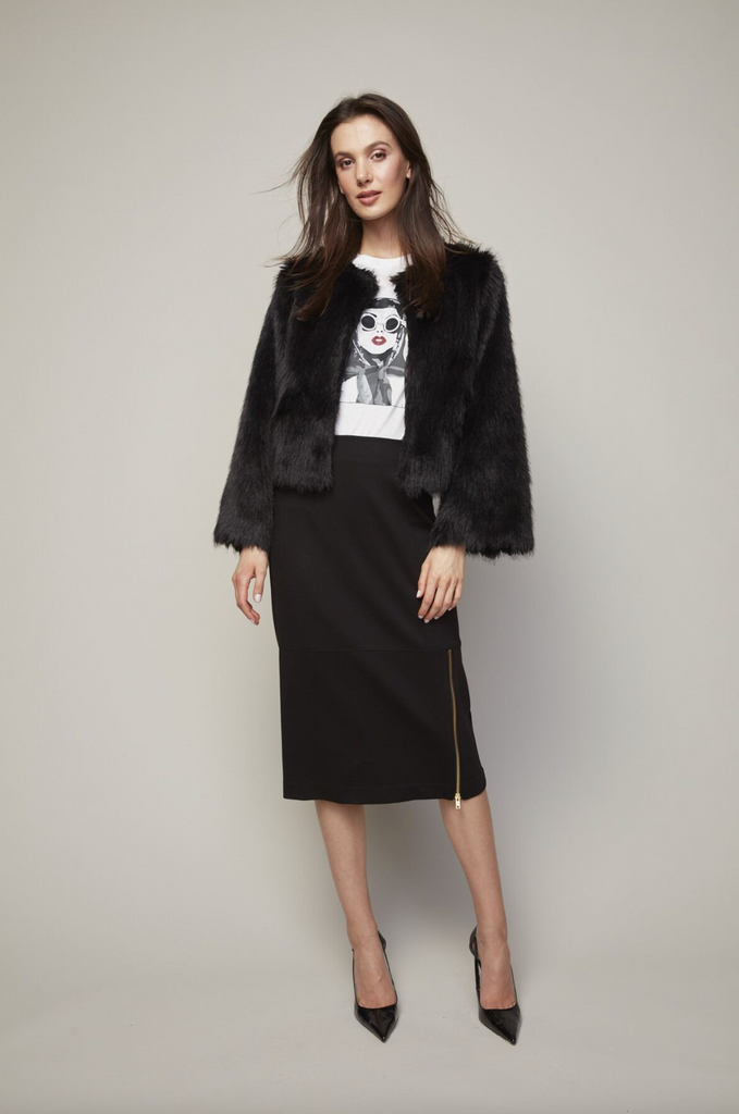 Blaine Faux Fur Jacket in Black
