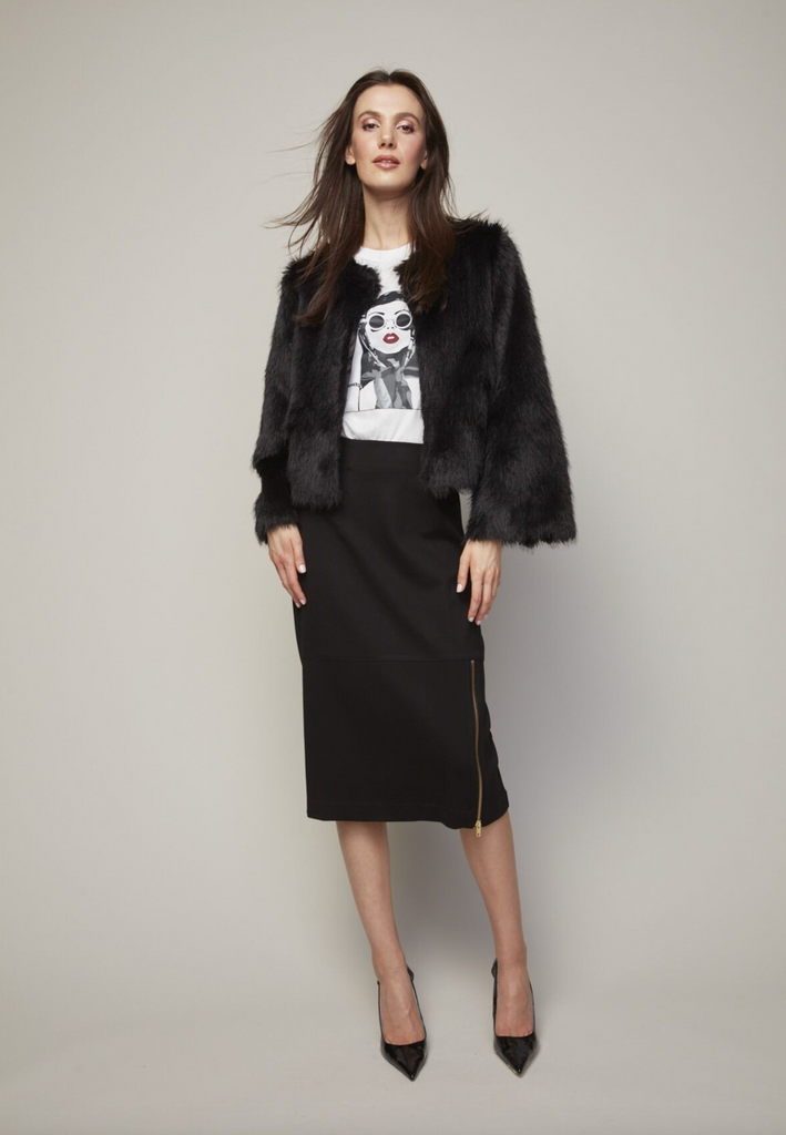 Blaine Faux Fur Jacket in Black