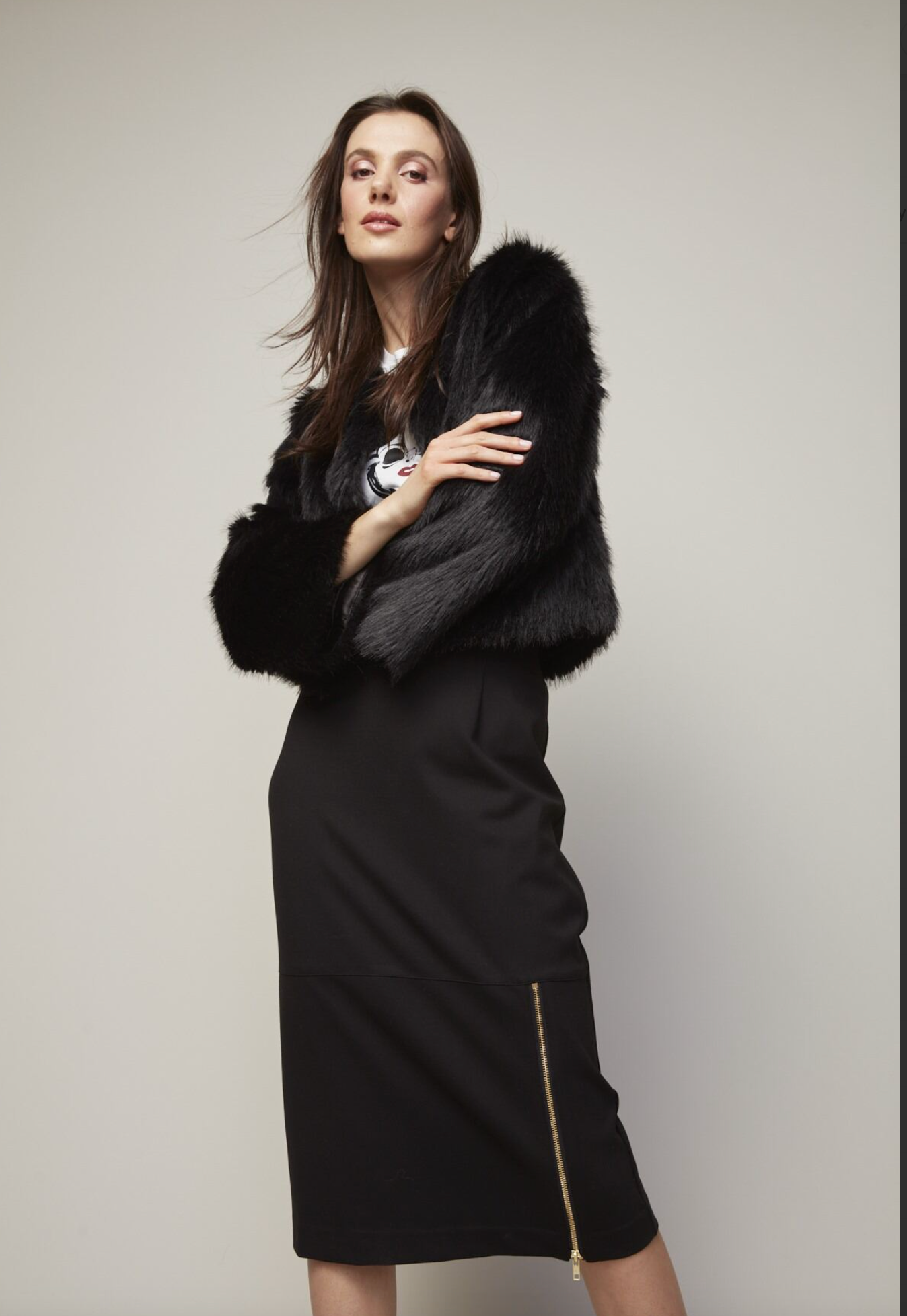 Blaine Faux Fur Jacket in Black