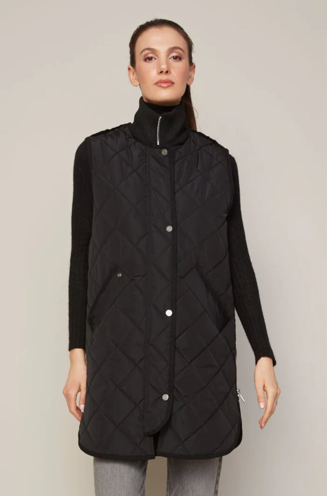 Destiny Quilted Long Vest in Black