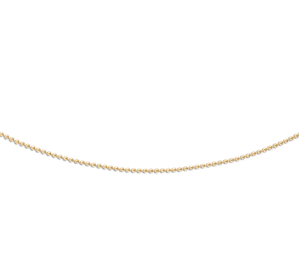 1MM Diamond Cut Gold Ball Chain Necklace | 16"