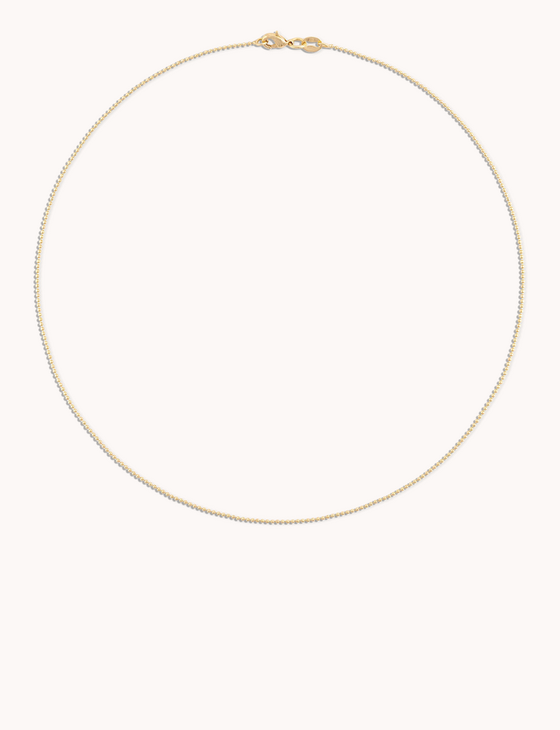 1MM Diamond Cut Gold Ball Chain Necklace | 18"