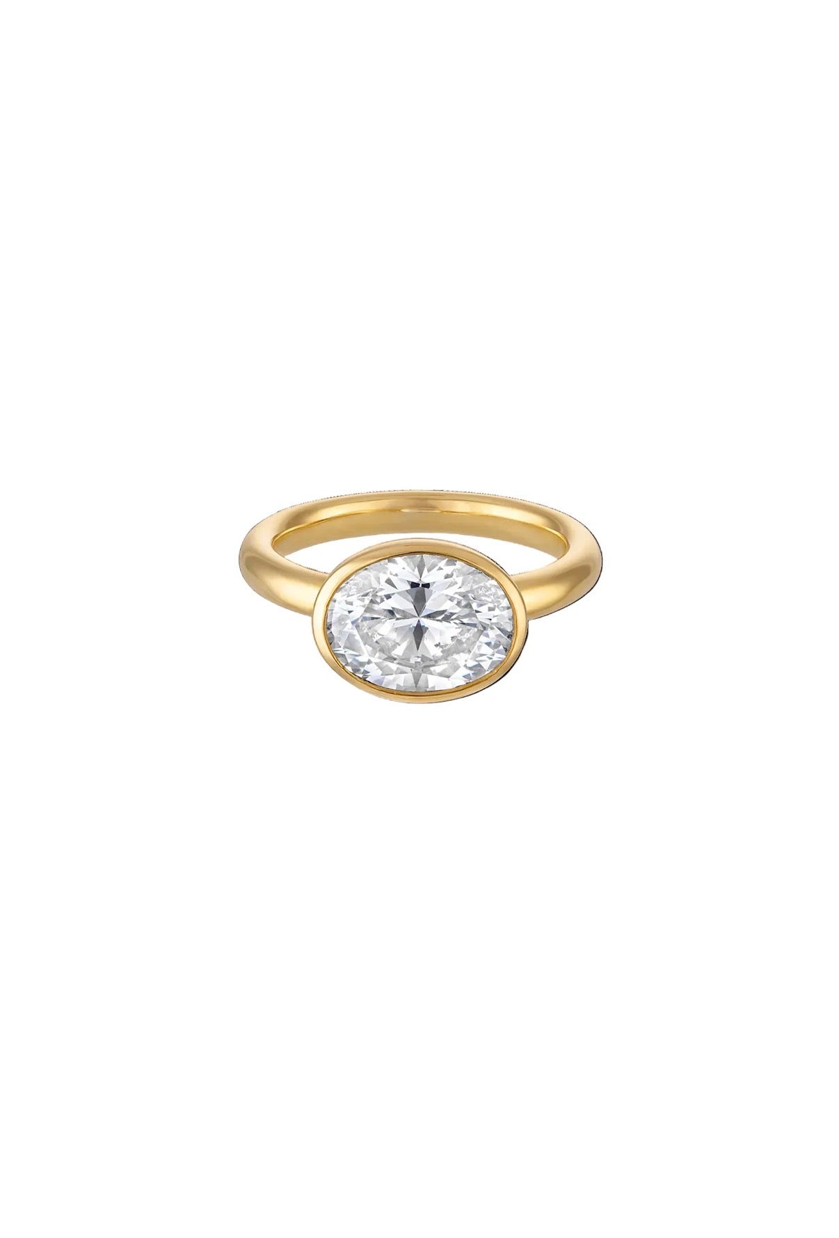 Bezel Oval Pinky Ring in Gold | 3.5"
