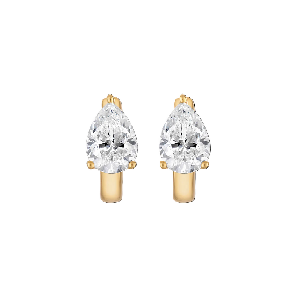 Floating Pear Huggies in Gold
