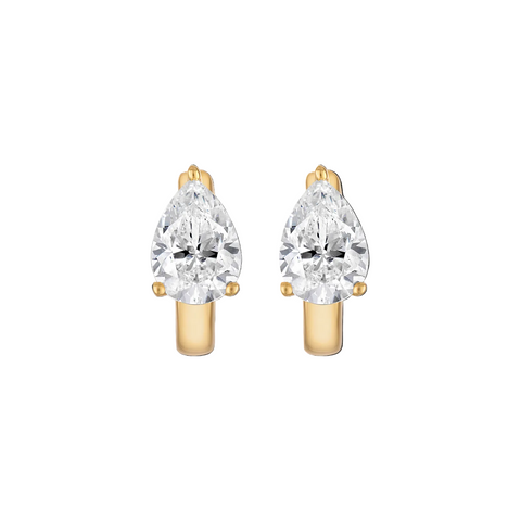 Floating Pear Huggies in Gold