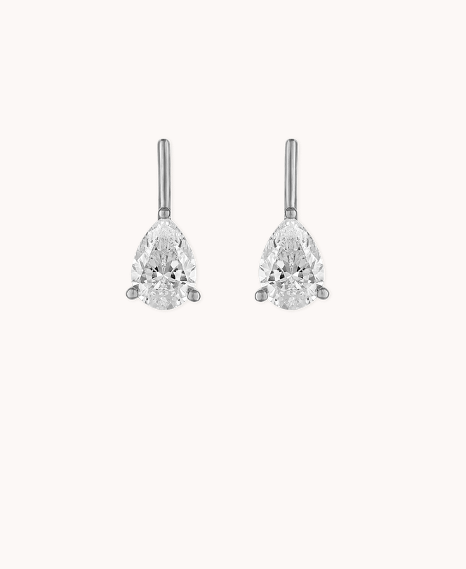 Linea Pear Stud in Sterling Silver | Small
