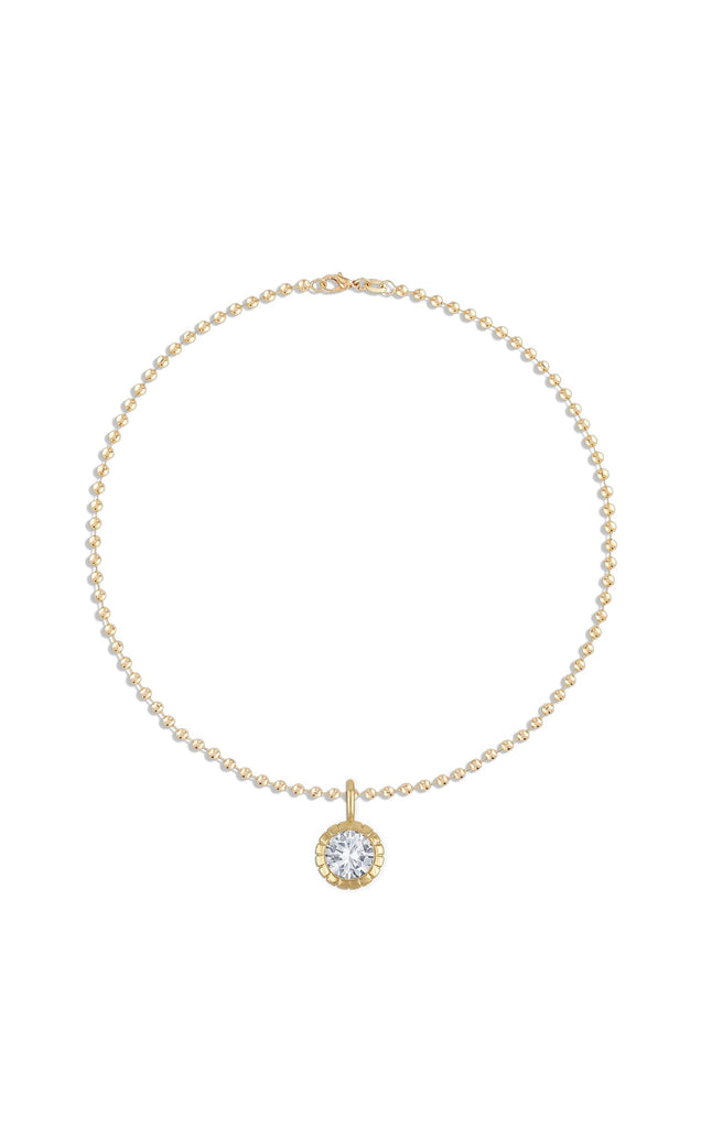 Round Bezel Ball Chain Necklace in Gold | 16"