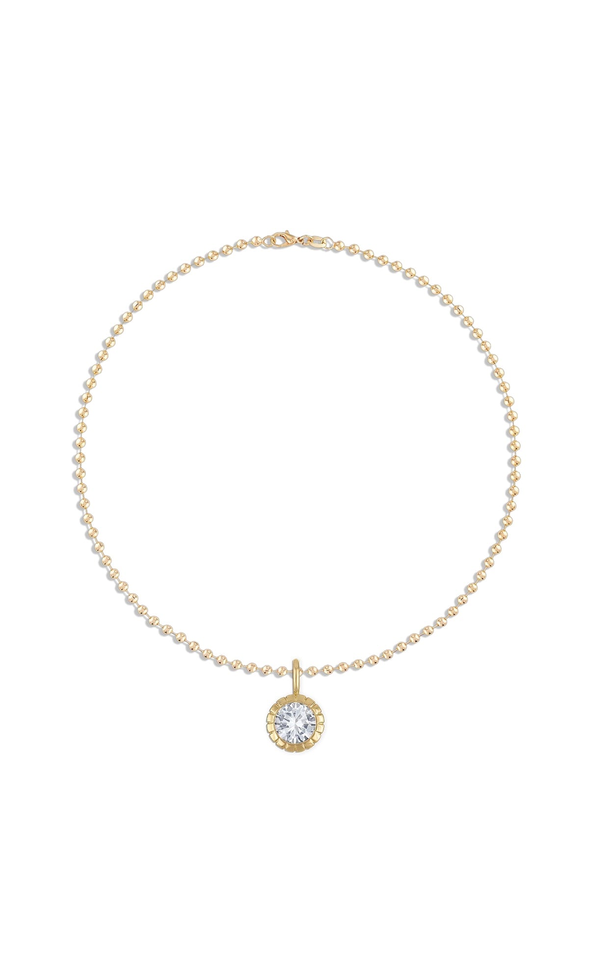 Round Bezel Ball Chain Necklace in Gold | 18"