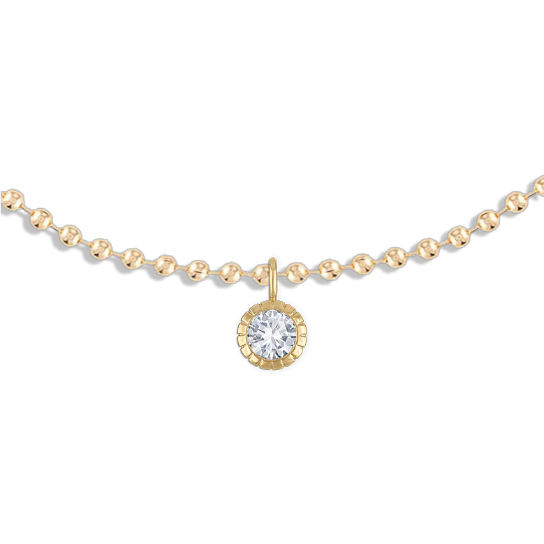 Round Bezel Ball Chain Necklace in Gold | 18"