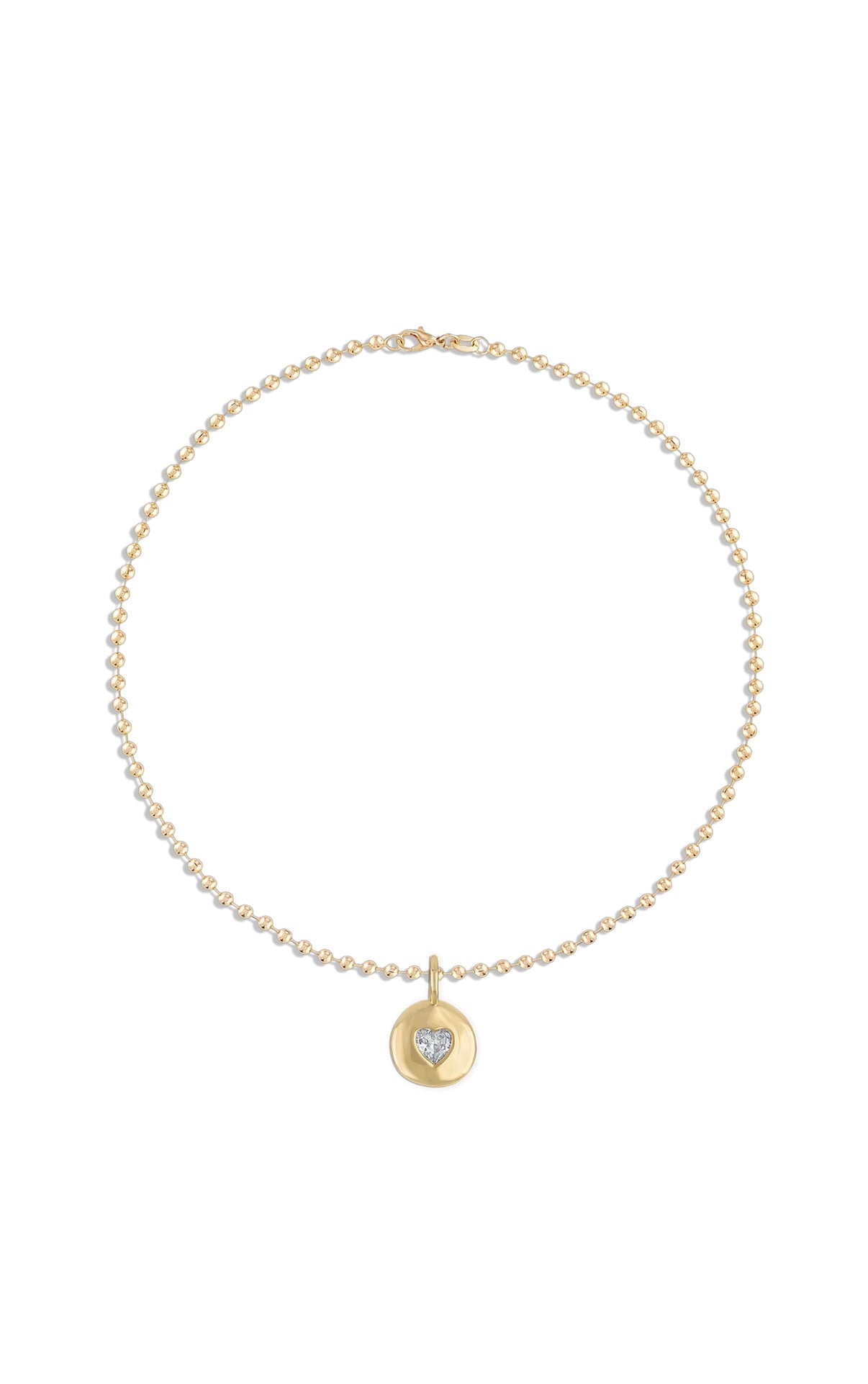 Round Heart Ball Chain Necklace White | 18"